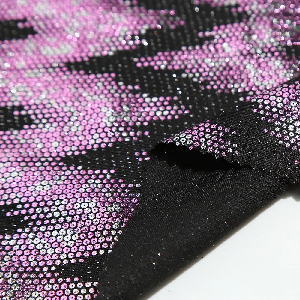 Hot sale 2024 knitting sequins fabric women clothing accessories foil metallic fabric for evening dress