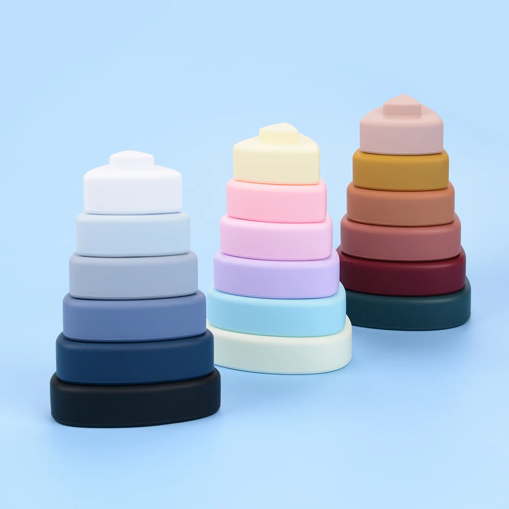 Силиконовые звезды укладки развивающая игрушка Детские Обучающие красочные Food Grade с радугой башней в форме Пазл мягкий без БФА подходит для детей