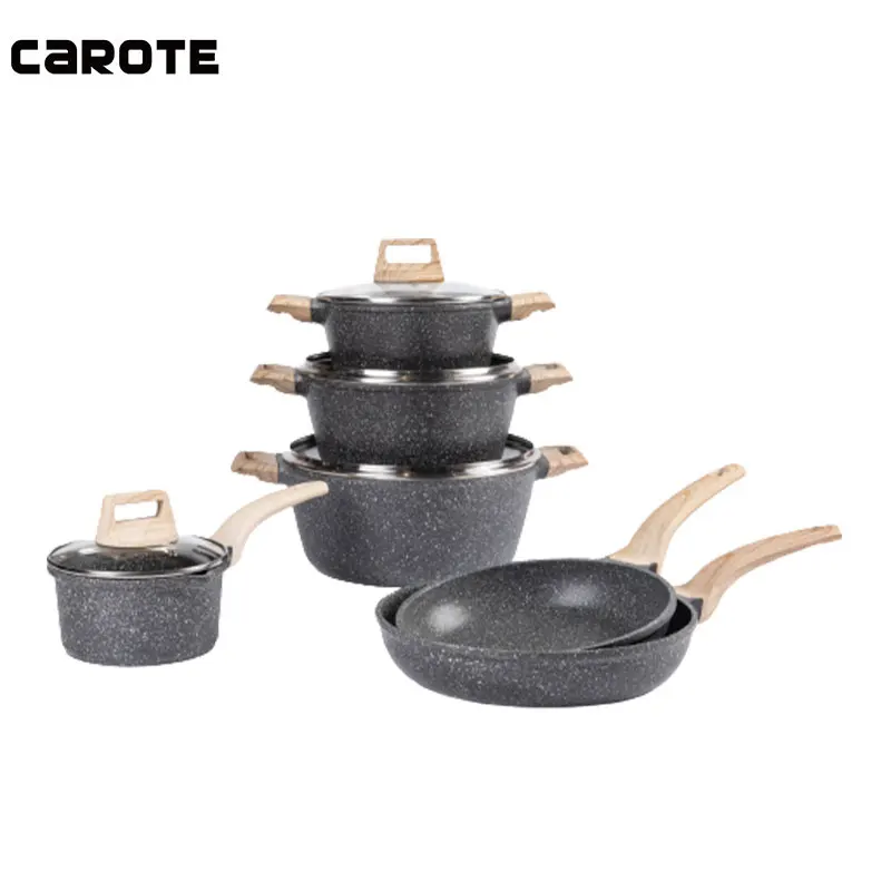 Carote aluminum cookware set with aluminum cover,ceramic coating cookware with bakelite handle