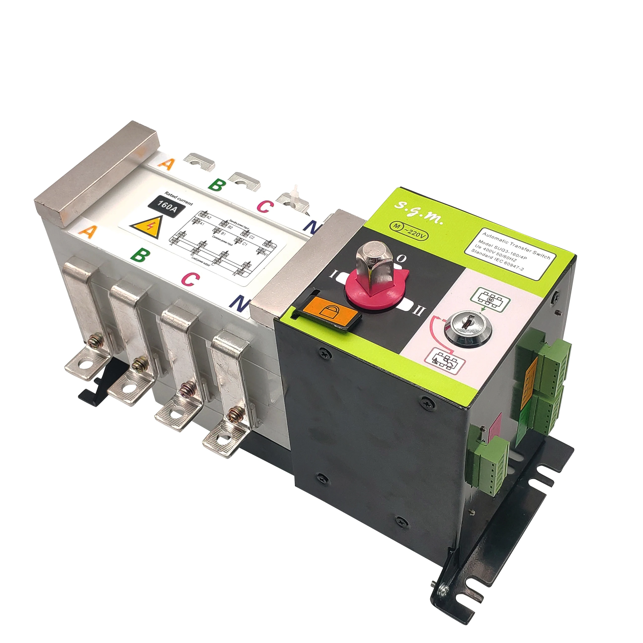 Dual Power ATS 100A 200A  Automatic Transfer Switch 4 Pole Generator Changeover Switch Controller