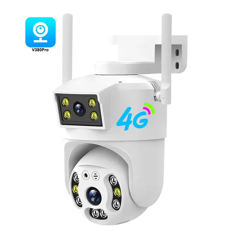 2023 V380 4mp Outdoor 4G Dual Lens Network Ptz Camera cctv 4mp Auto Tracking Waterproof Security 4G Dual Lens Network Camera 4G