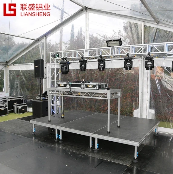 Outdoor Aluminum Truss System For Hanging Speakers With telescopic portable stage platform