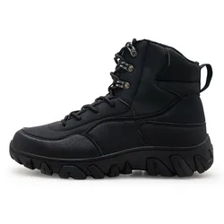 Men Winter Lace-up Hiking Hunting Trekking Shoes Non-slip Cotton Warm Shoes Camouflage Tactical Army Snow Boots Plus Size