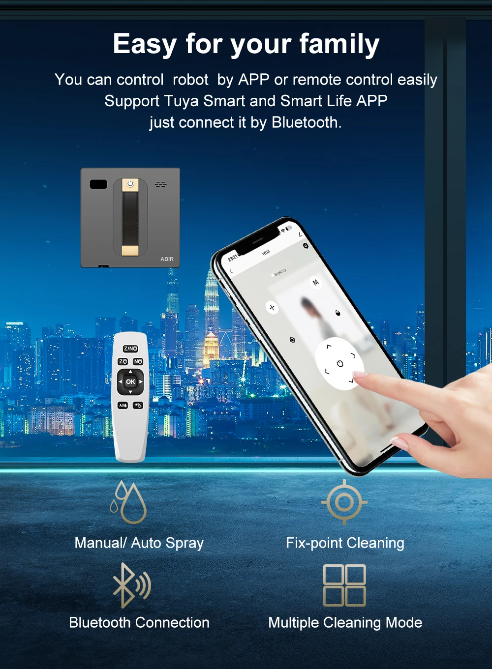 Window Washer Robot Use in Room Glass Washing Vacuum Window Cleaner With Remote Control for Windows Cleaning Robot OEM Price