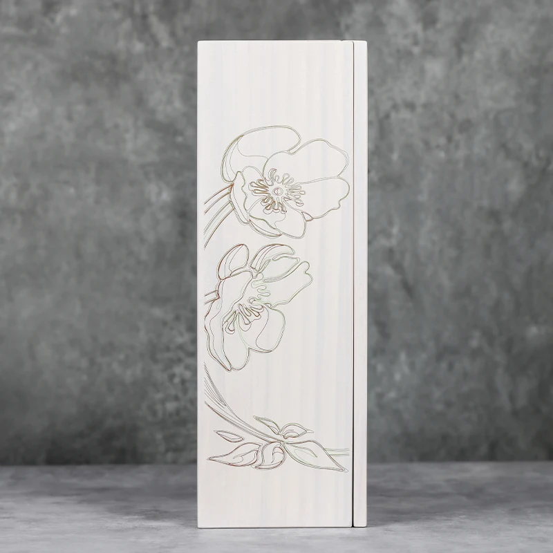 Custom High-End Solid Wood Wine Box Sliding Open Cover Design Wine Packaging Single Bottle Wooden Wine Box For Gift