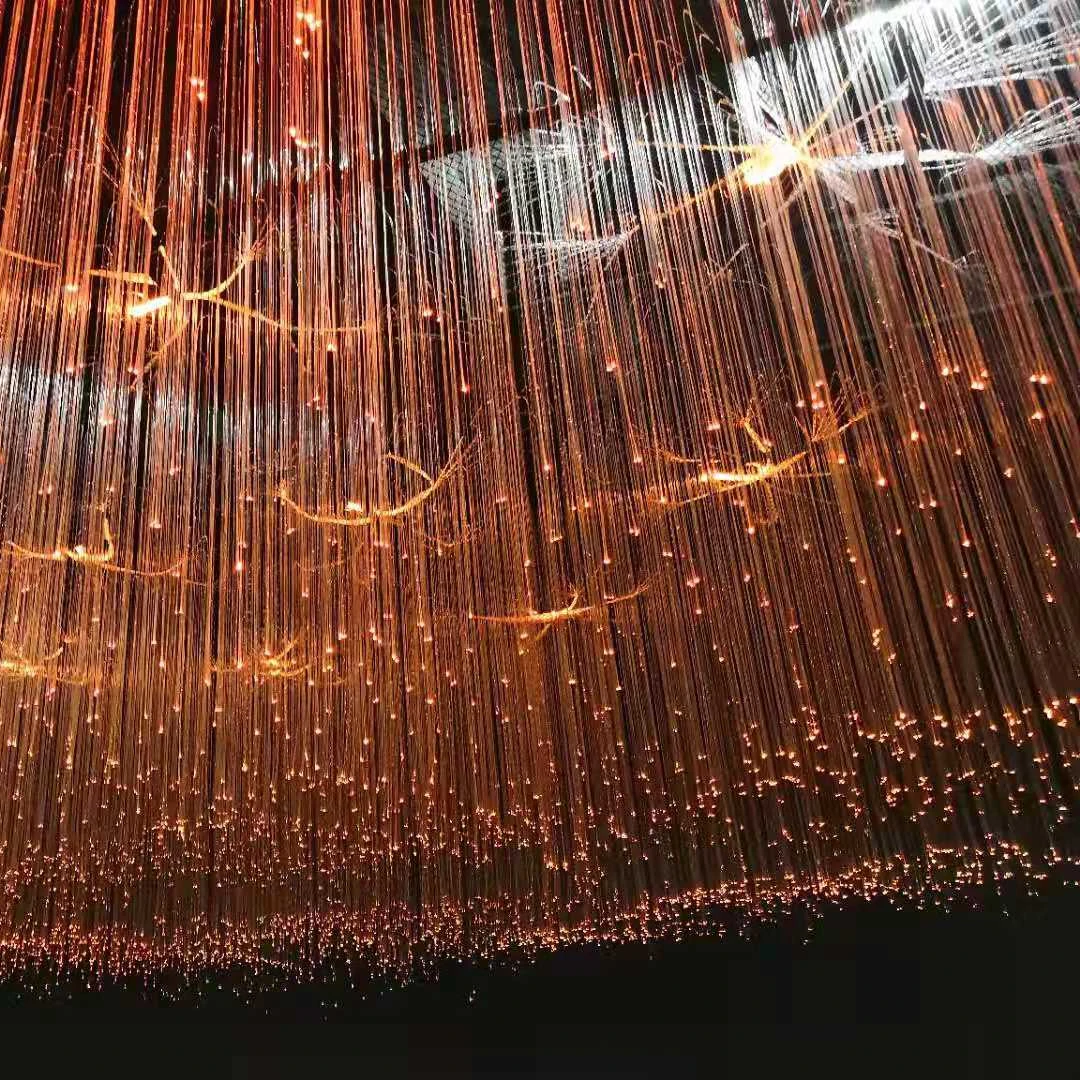 45W RGB led fiber optic crystal hanging light for restaurant ceiling fiber optic hanging lamp