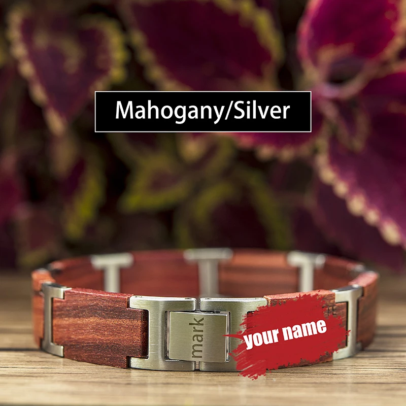 DODO DEER Wood Steel Jewelry Bracelet Customized LOGO Handmade Wooden Bracelet for Women Men