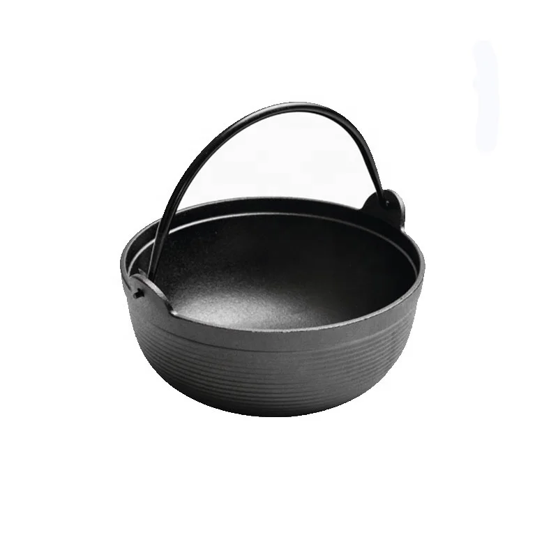 27cm Cast iron dutch oven cookware sukiyaki FUSION POT camping pot with wooden base
