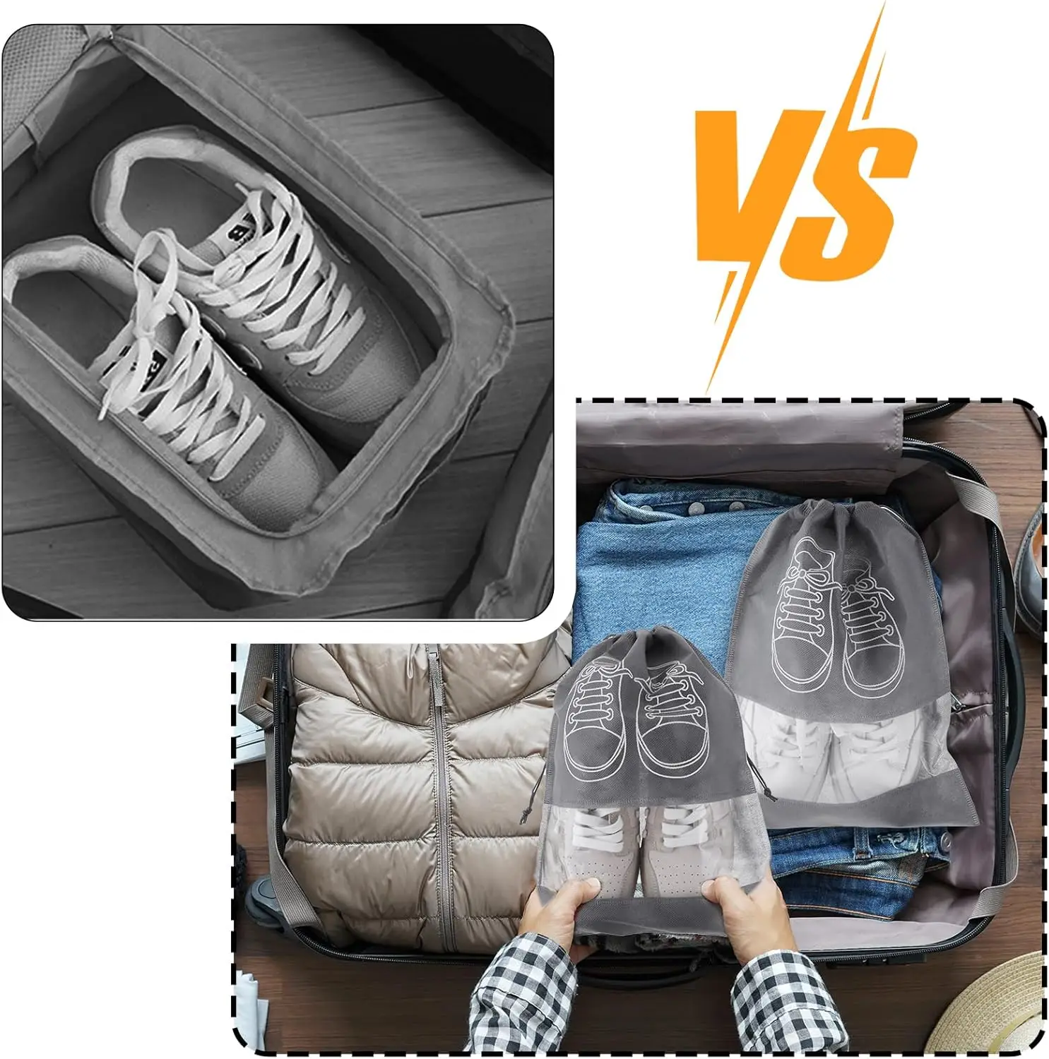 Custom logo print portable drawstring non woven travel shoes storage pouch dust bag for shoes