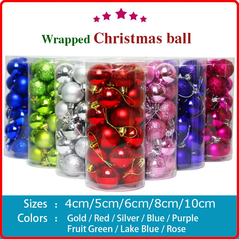 
2019 Factory selling 24pcs plastic Bright Christmas ball christmas tree decoration balls Shatterproof Xmas Tree Decoration Ball 