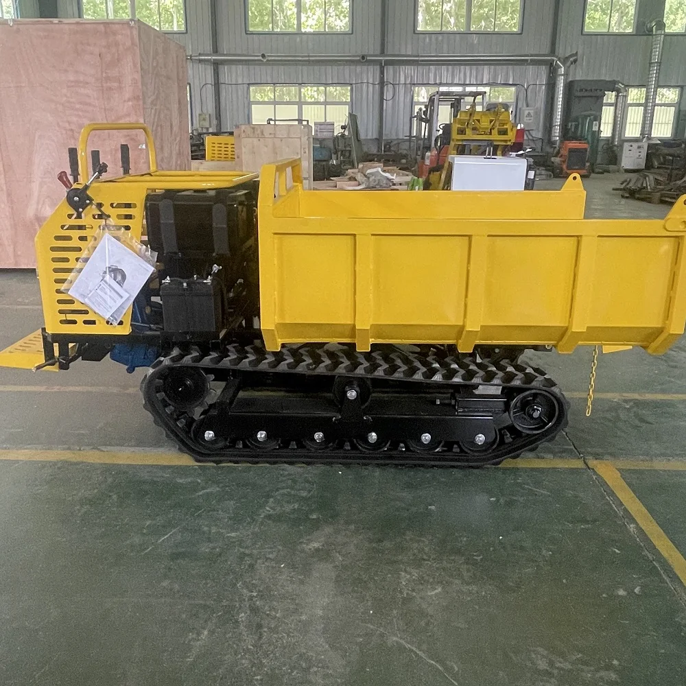 CE 500KG Self-Propelling Rubber Track Mini Transporter Dumper Hydraulic Power Barrow Crawler Tracked Mini Dumper