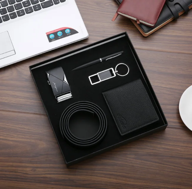 High quality belt wallet keychain pen box gift set custom logo luxury business gift set for men