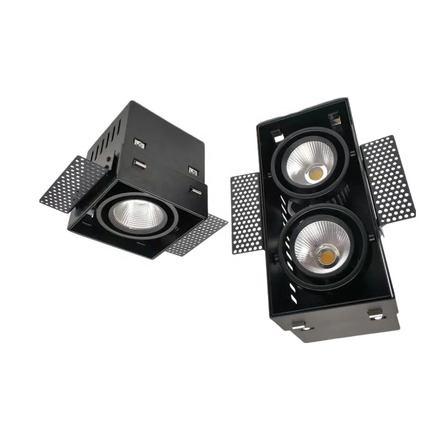 Square rectangle double twin two head grille led downlight Fixture 2x10W 7w 12w 15w Cob Led Box Downlight for Smd GU10 Mr16