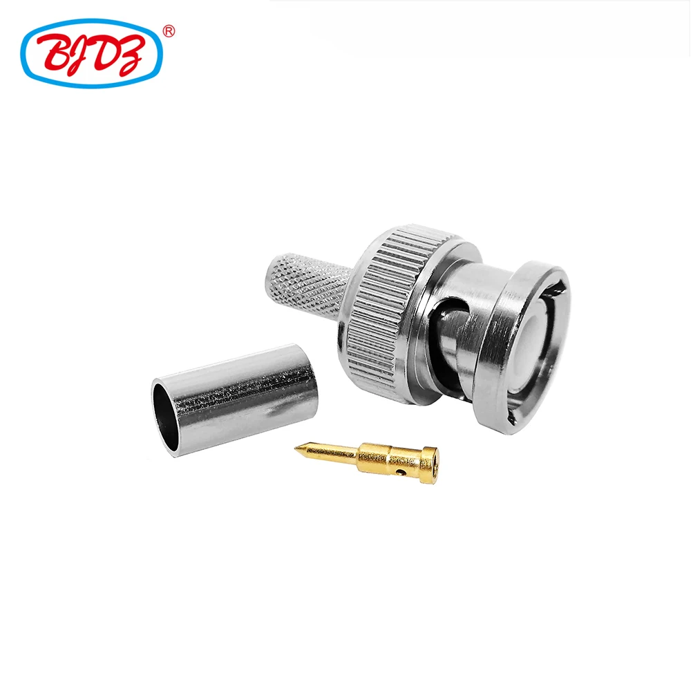 Factory Bnc male plug rg58 lmr195 lmr200 cable crimp pin tube plug rf coaxial connector BNC Converter (rf) in stock
