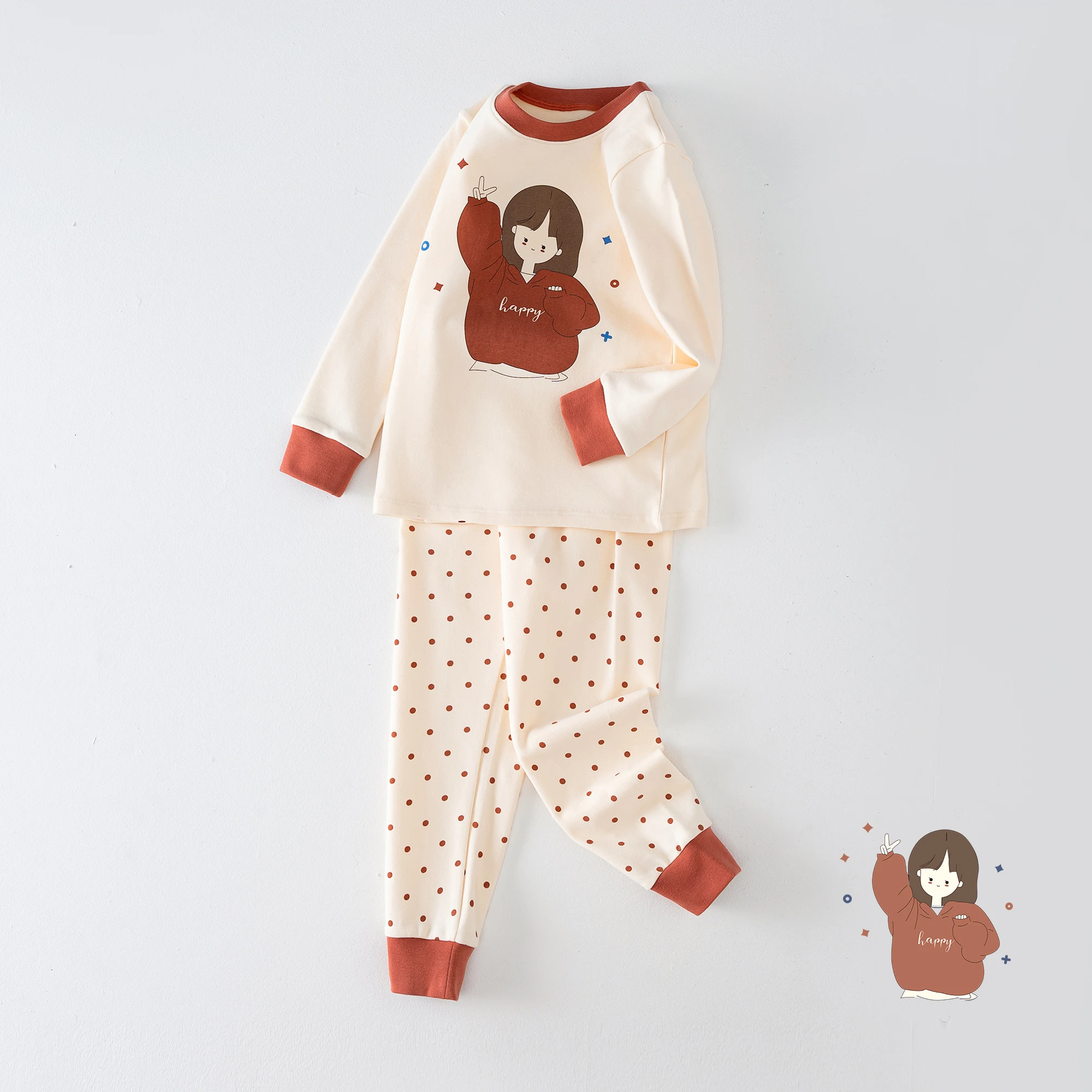 New Design Girls Cute pyjamas cotton set cotton custom printed sleepwear keep warm amusing homewear ODM/OEM