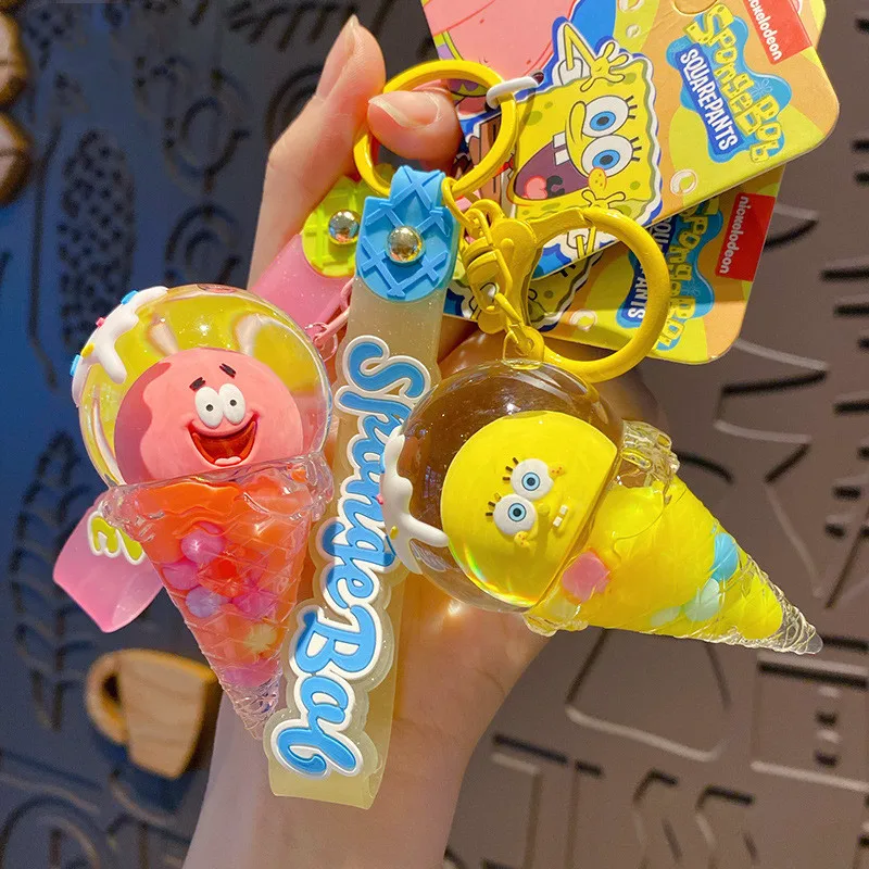New Keyring Ice Cream Shape Acrylic Key Chain Cartoon Creative Cute Couple Quicksand Floating Liquid Keychain