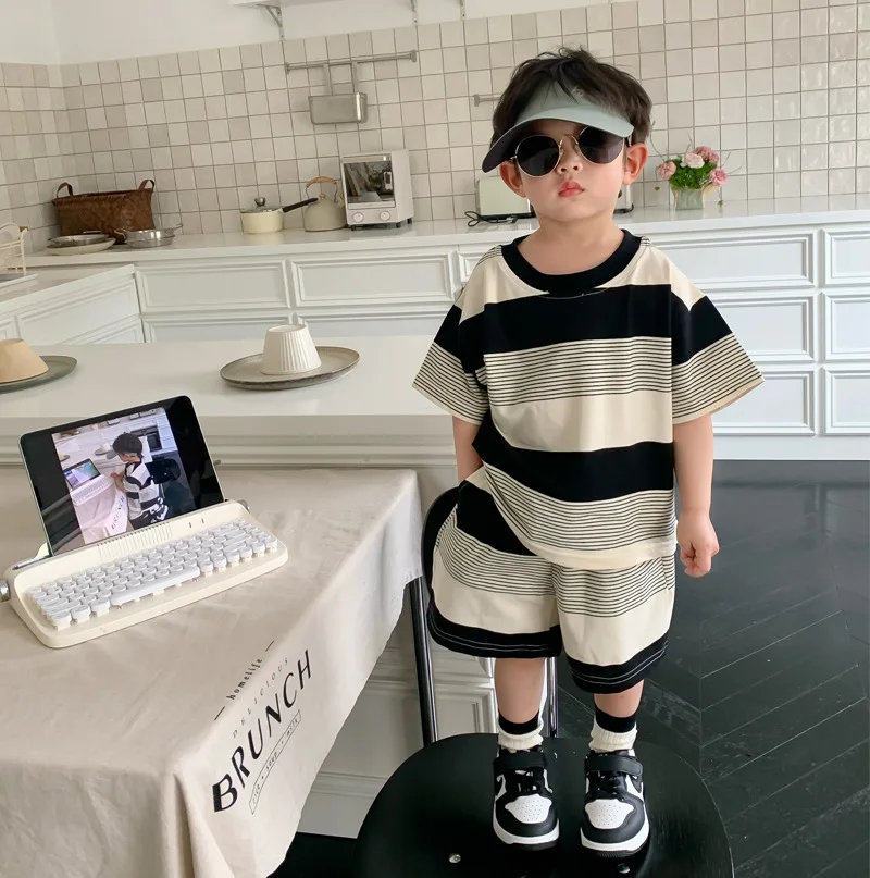 Parent-child outfit family pack boys and girls fashion style striped suit