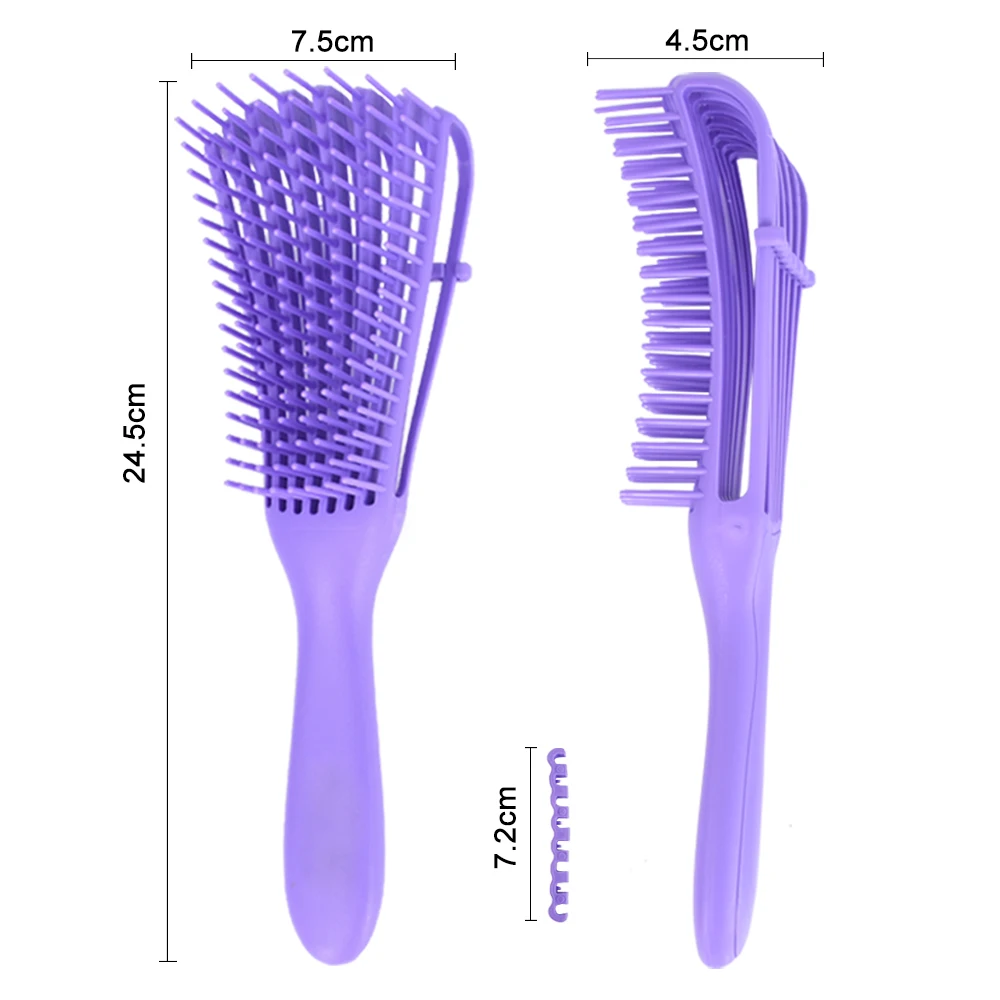 Customized Logo  Plastic Wholesale Scalp Massager Women Eight Rows Octopus Curly Straightener Massage Comb Detangling Hair Brush