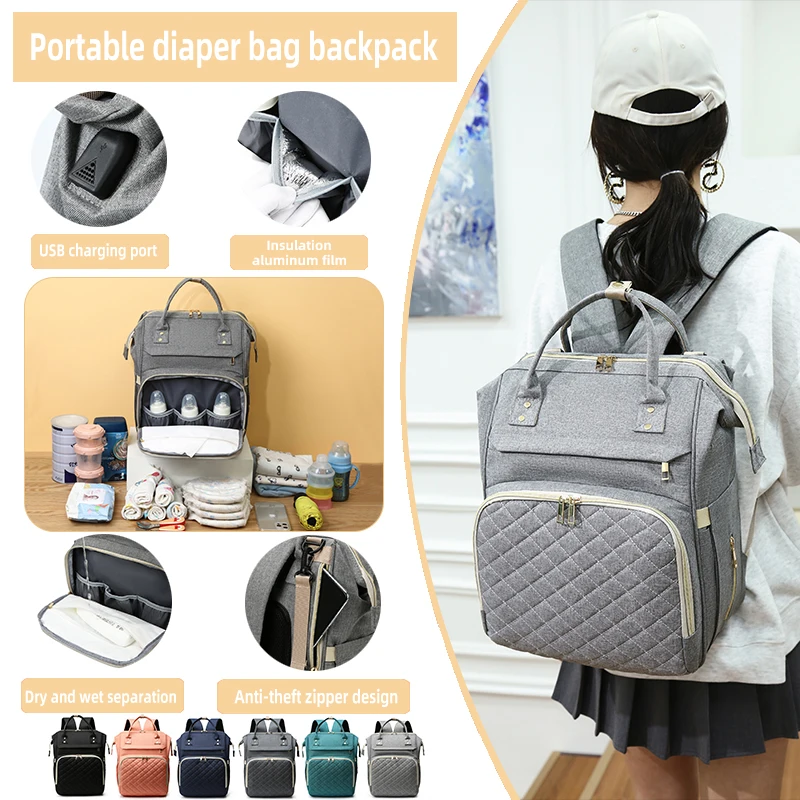 Convertible newborn nappy wet Maternity bag baby changing basket stroller caddy organizer diaper bag backpack with usb