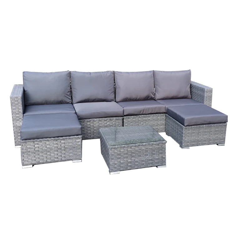 Best seller Zink coating steel frame lazy susan rattan sofa rattan l shape sofa