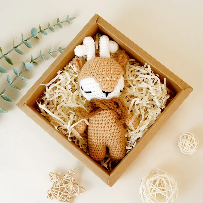 Unisex Crochet Christmas Nativity Amigurumi Set Mary Joseph Baby Jesus Doll PP Cotton Filled for Baby Moose Reindeer Doll