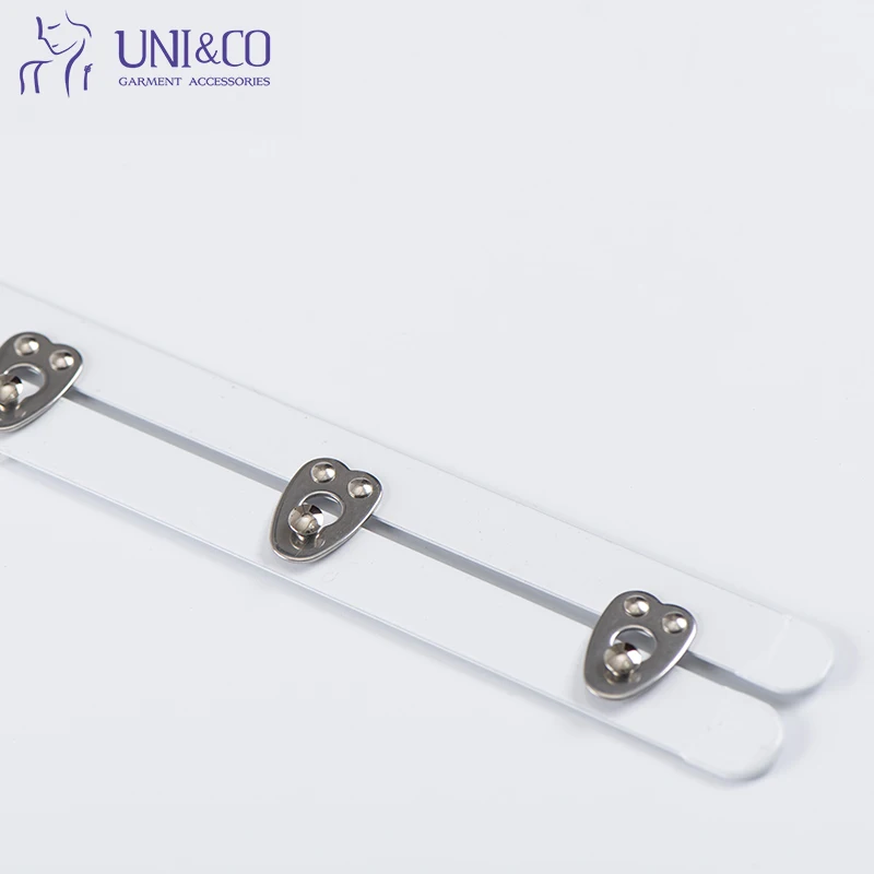 Gold Copper 3 Buttons Coated Flat White Steel Bone For Corset Busk