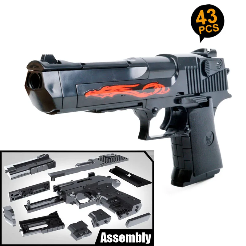 Building Blocks Pistol Rifle Diy 3d Miniature Model Plastic Gift  Assembly pistol Toy Gun for Boy Kid with Building Instruction