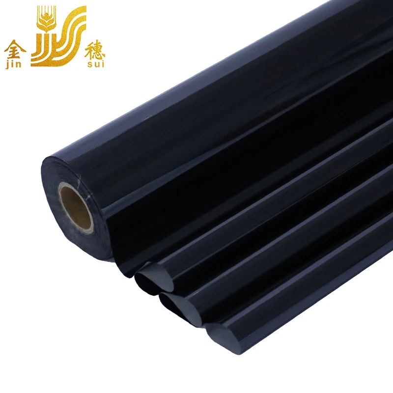 JINSUI Glossy metallic film black color hot stamping foil for paper and plastic packaging