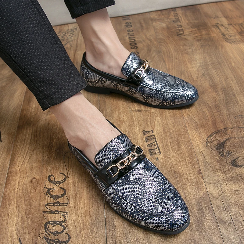 Slip-on Unique Designer Fashion Size 14 Men Dress Formal Python pattern Loafers Shoes Wedding Oxford