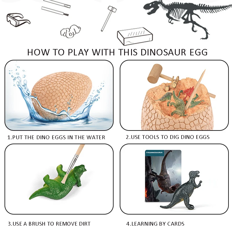 Educational Dinosaur Toys Easter Gifts  Activity dinosaur digging toys jumbo dino egg dig kits for kids for Boys & Girls