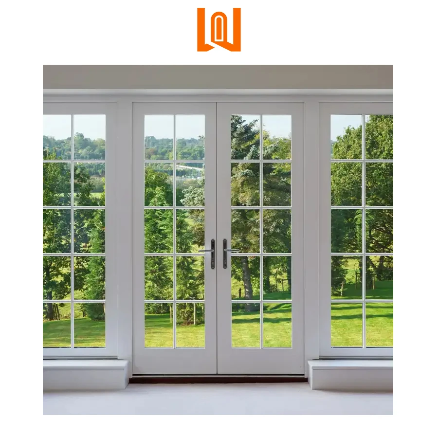 WANJIA factory vinyl glass french door pvc exterior doors upvc double casement door