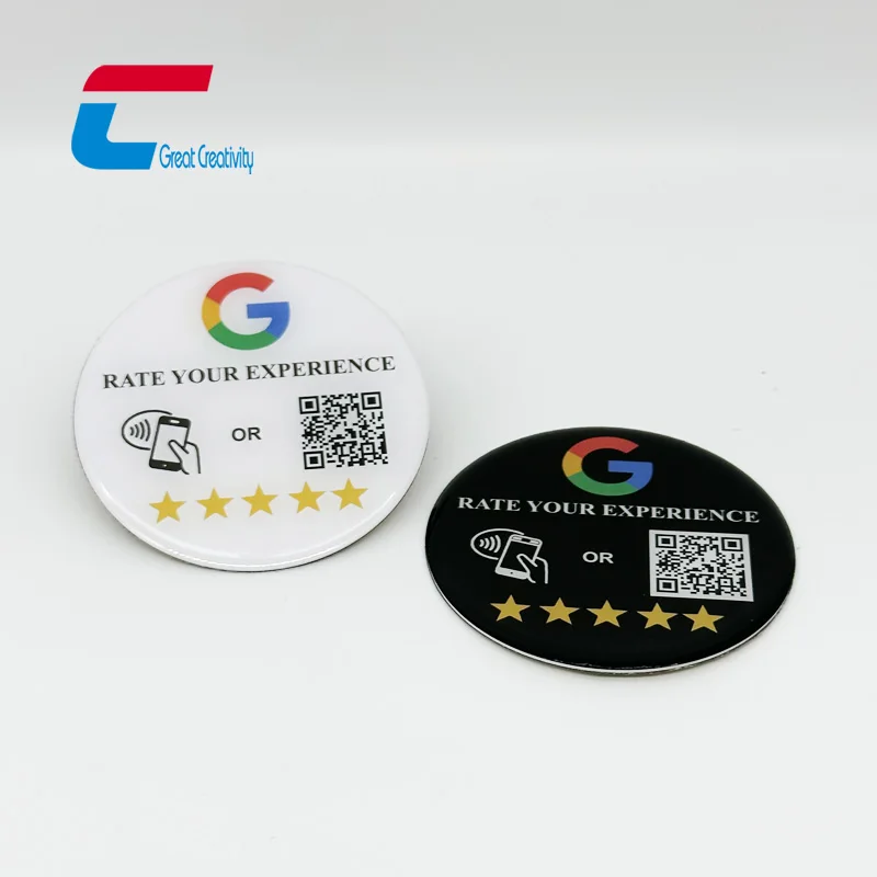 program NTAG 213 custom nfc restaurant google review card Epoxy round google nfc button