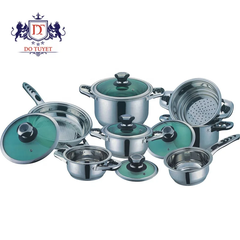 stainless steel kitchen cooking 12 Piece pot set Gas stove induction cooker currency cookware sets