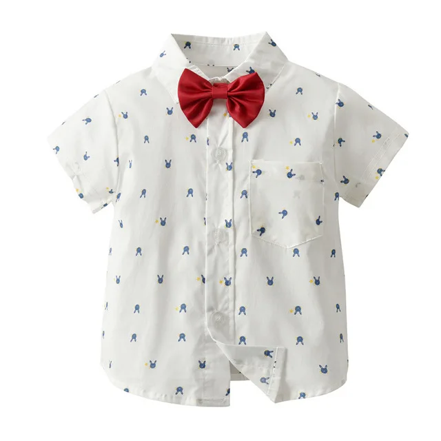 Excellent Quality Turn-down Collar Summer White 2in1 Baby Apparel Baby Suit