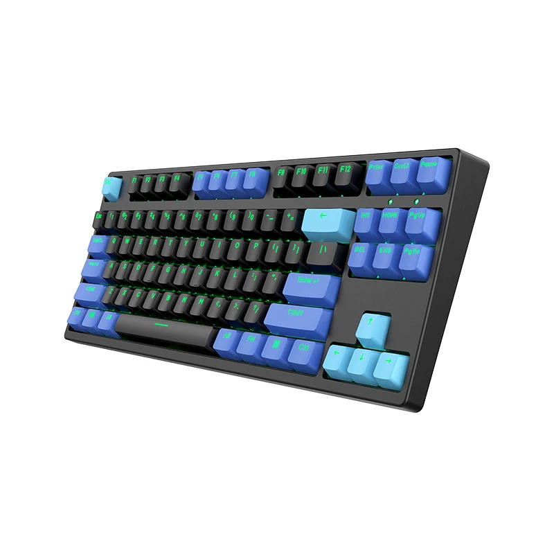High quality e-sports special 87 key gaming  mechanical keyboard Type-c charging dual mode green light mechanical keyboard