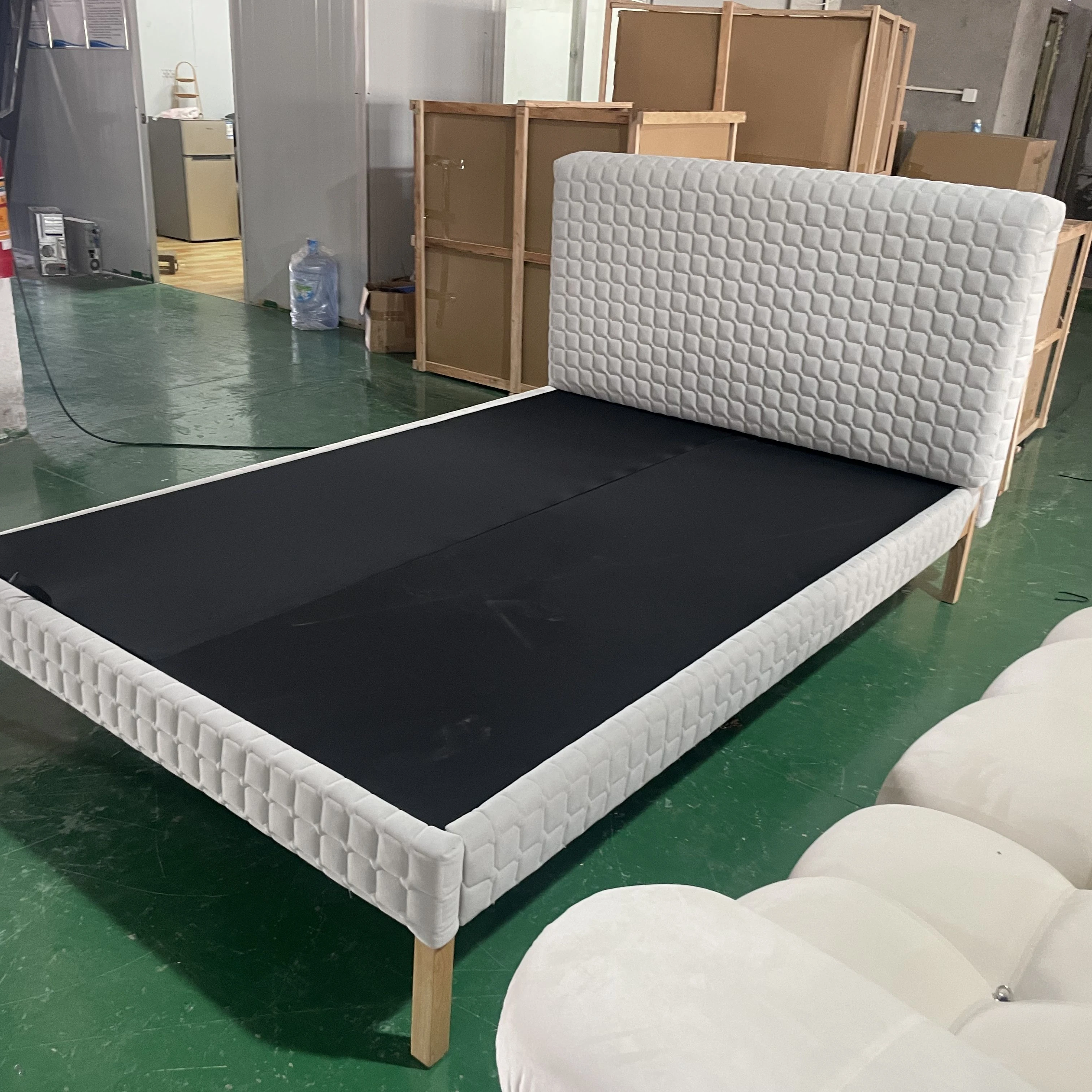 Europe modern furniture luxury fabric upholstery bed used double bed fabric upholstery bed