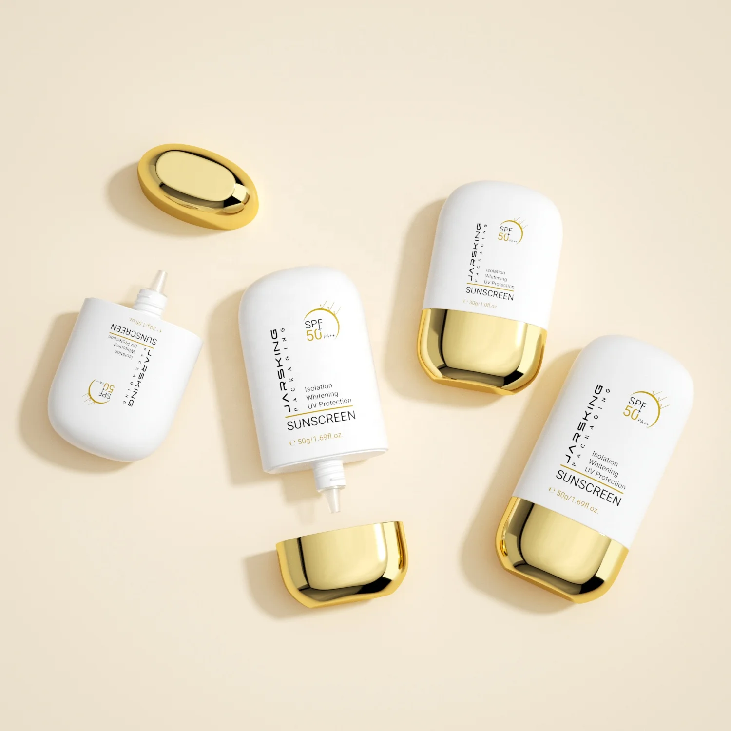 30ml 50ml Cosmetic Packaging Soft Touch Plastic Oval Shape Sunscreen Bottle For Sunblock Skin Care Container