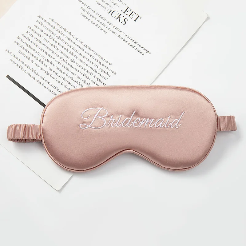 Custom Logo Design Embroidery Digital Print Double-Side Satin Silk EyeShade Plain Sleeping Eye Mask Cover with Elastic Band