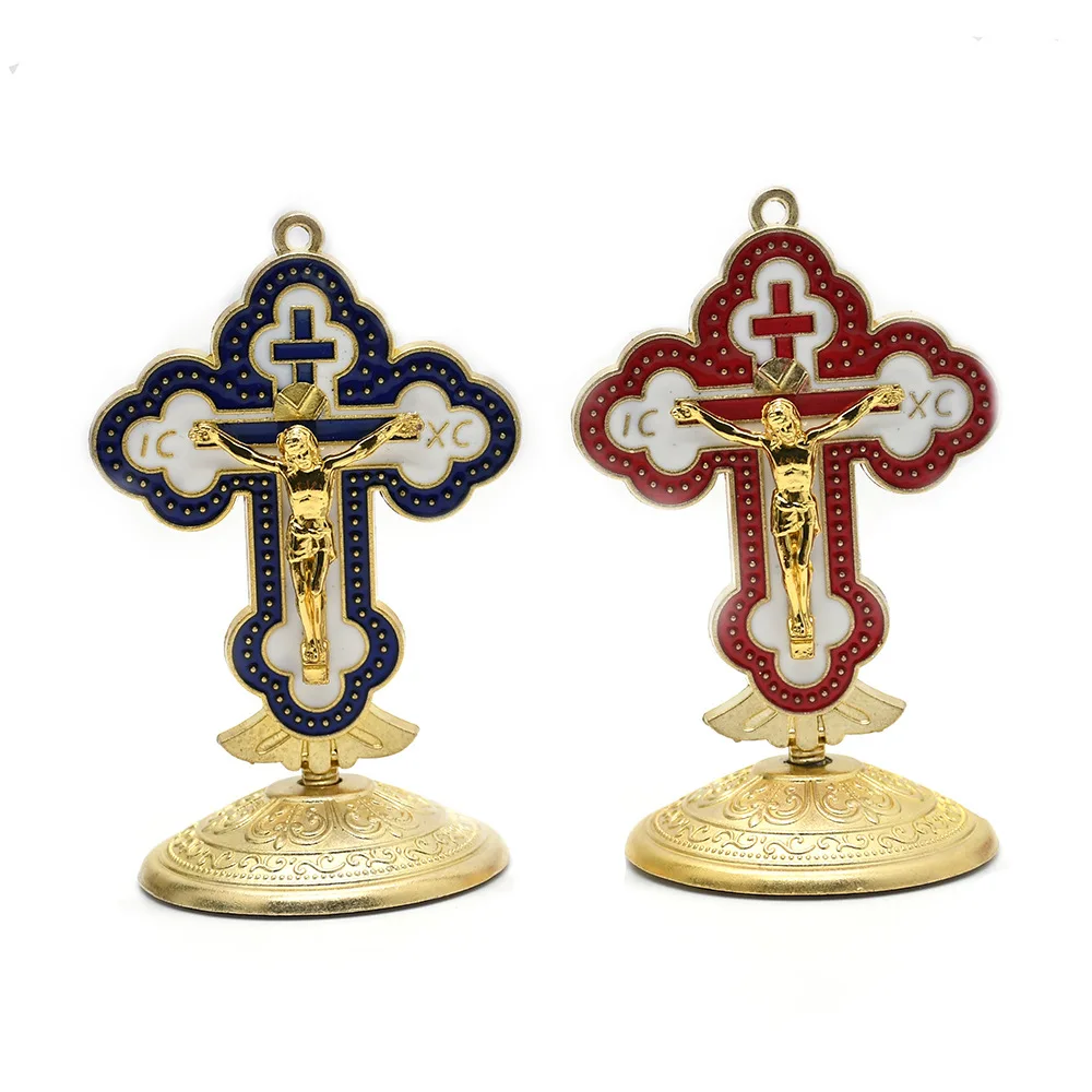 Dreamwork Wall Table Gold Metal Cross Crucifix Standing Jesus Cross Decoration for Home Office Church Christian Crafts Gifts