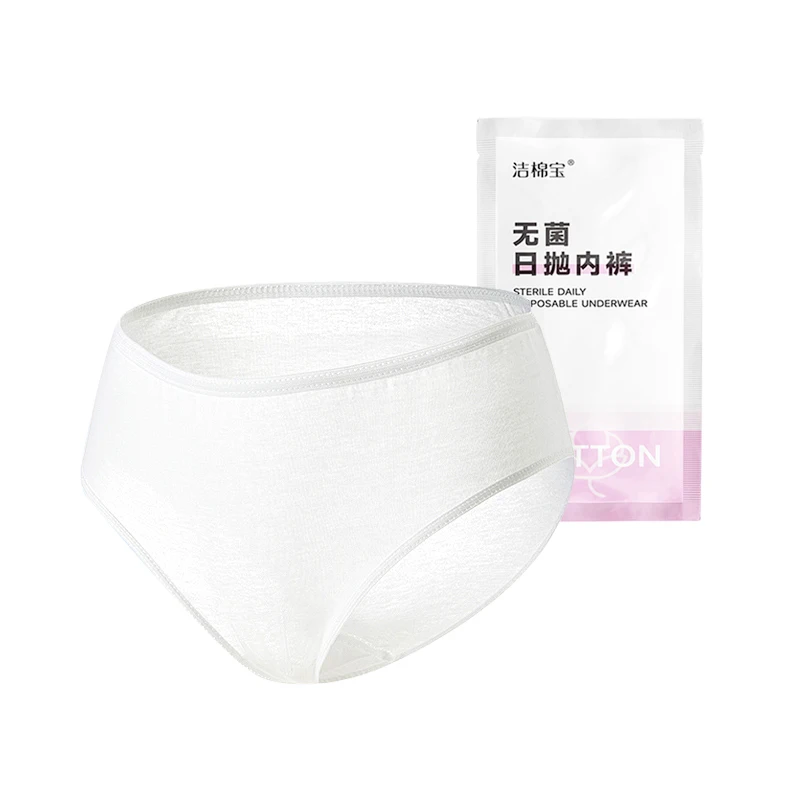 Women Disposable  White Cotton Underwear Travel Panties Disposable Underwear Disposable Breathable Briefs for Women Girls