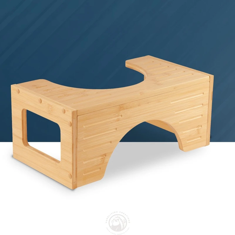 Custom Collapsible Toilet Stool Squatty Potty Bamboo for Bathroom Foldable Poop Stool Non-Slip Toilet Step Stool for Adult