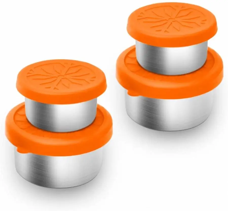3.4oz Stainless Steel Condiment Containers Food Grade Salad Dressing Containers with Silicone Lids for Snack Desserts, Baby Food