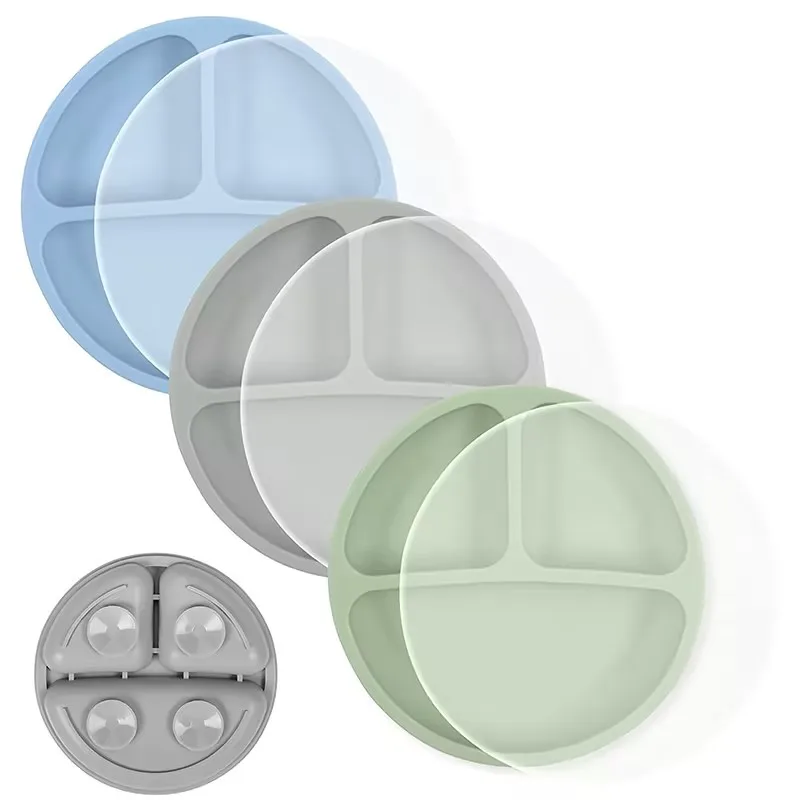 Wholesale Silicon Baby Tableware Bowls Spoon Toddler Children Tableware Kids Dinnerware Baby Silicone Plates Set