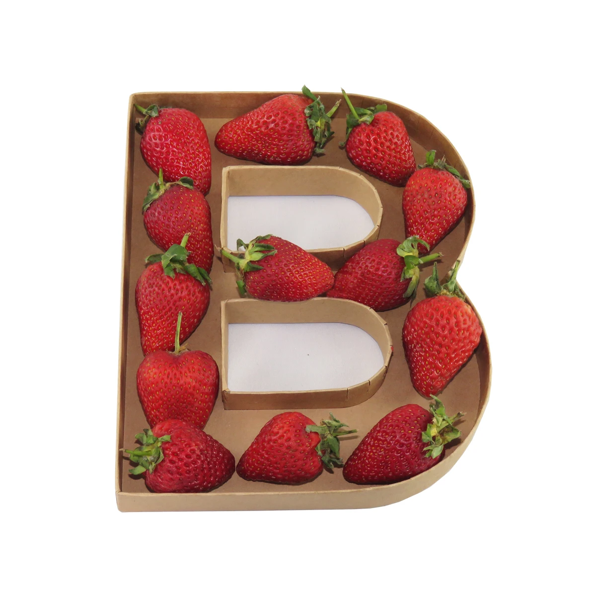 Wholesale custom design Kraft Paper Sweet Chocolate packaging Letter Shape Gift Box for Strawberry