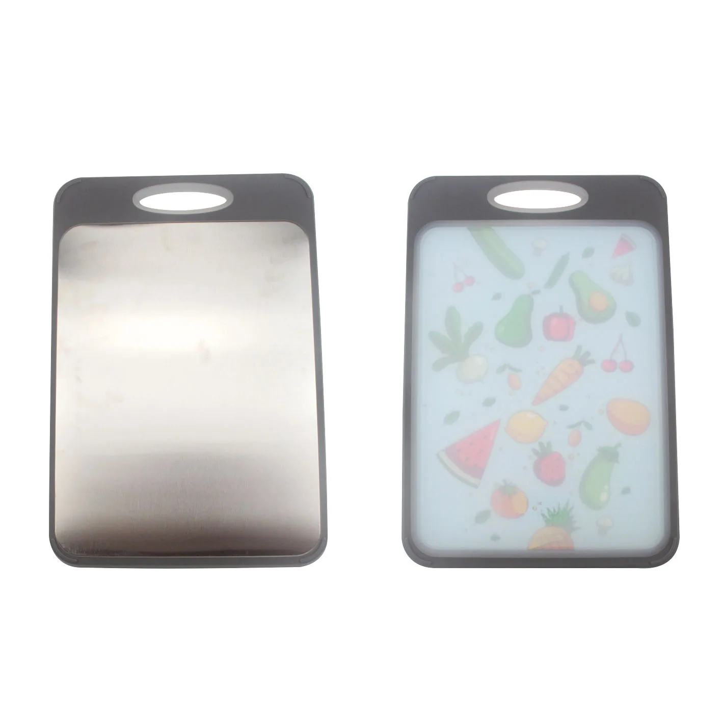 Dual-Purpose Double Side PP and Stainless steel Cutting Set Boards with gralic press