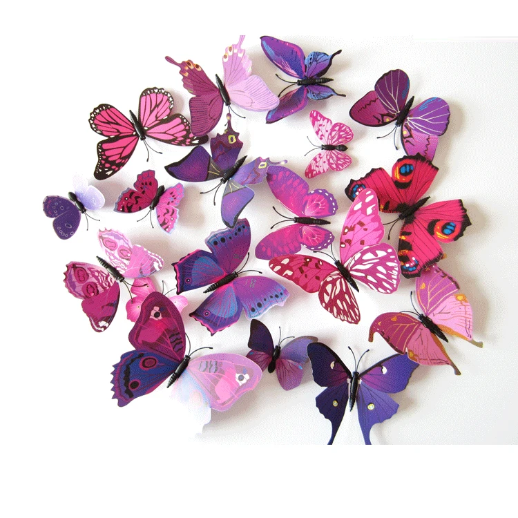 12 pcs Butterfly Wall Decals  3D Butterflies Decor for Wall Removable Mural Stickers Home Decoration Kids Room Bedroom Decor