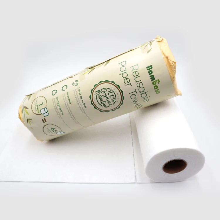 Topeco Eco-Friendly Kitchen Wipes Nonwoven Bamboo Cleaning Cloth Rolls For Wholesale Now-Woven Microfiber Disposable Cloth Roll