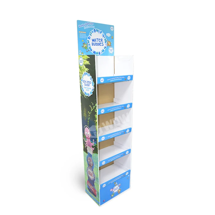 Pop up Corrugated Cardboard Floor Standing Display Carton Display Clips Corrugated Cardboard Paper Corrugated Display 5 Shelves