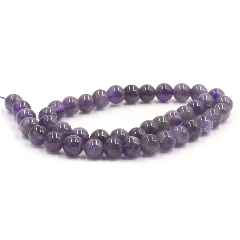 Wholesale Loose Bead Strand Round 8mm 46pcs Gemstone Purple Amethyst Stone Beads For Jewelry Making