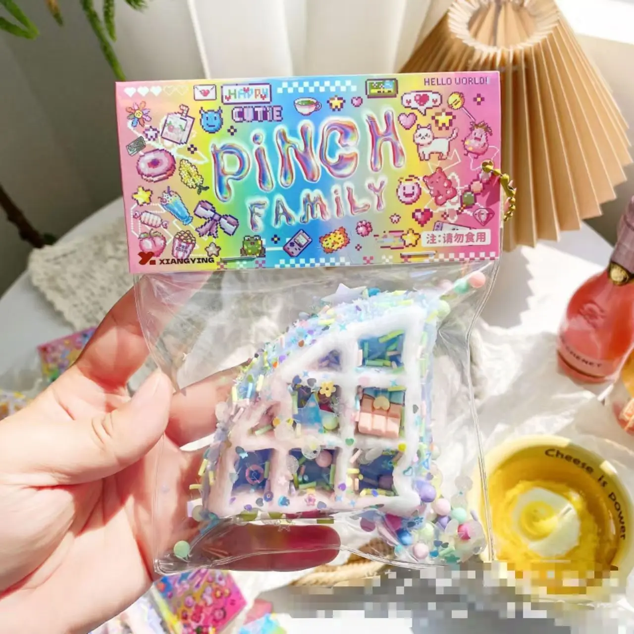 2024 Wholesale Cartoon Waffle Doughnut Squishy Pinching Decompression Toys Squeeze Fun Food Soft Stress Ball For Adults And Kids